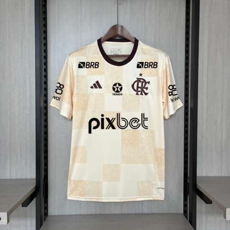 Camisa Flamengo Pré-Jogo - Patrocínio - Bege - 24/25