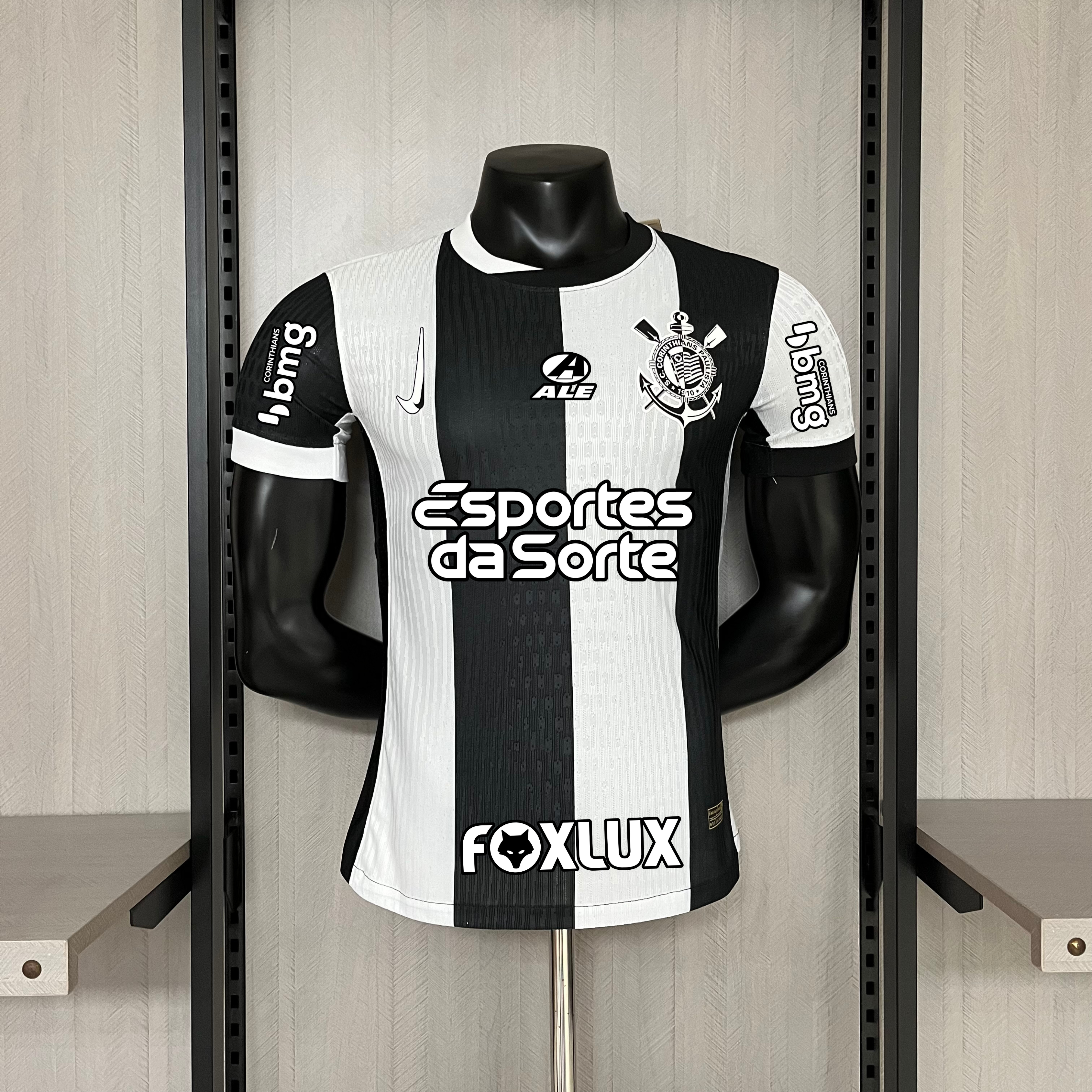 Camisa Corinthians III – Modelo Jogador – Patrocínio – Preta/Branca – 24/25