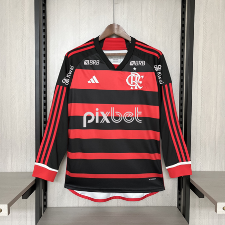 Camisa Flamengo Longa - Patrocínio - Rubro Negra - 24/25
