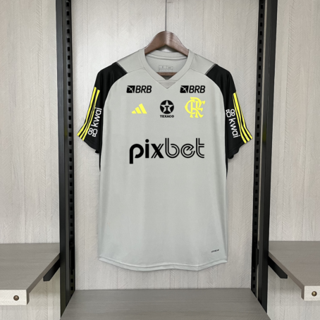 Camisa Flamengo Treino - Patrocínio - Cinza - 24/25