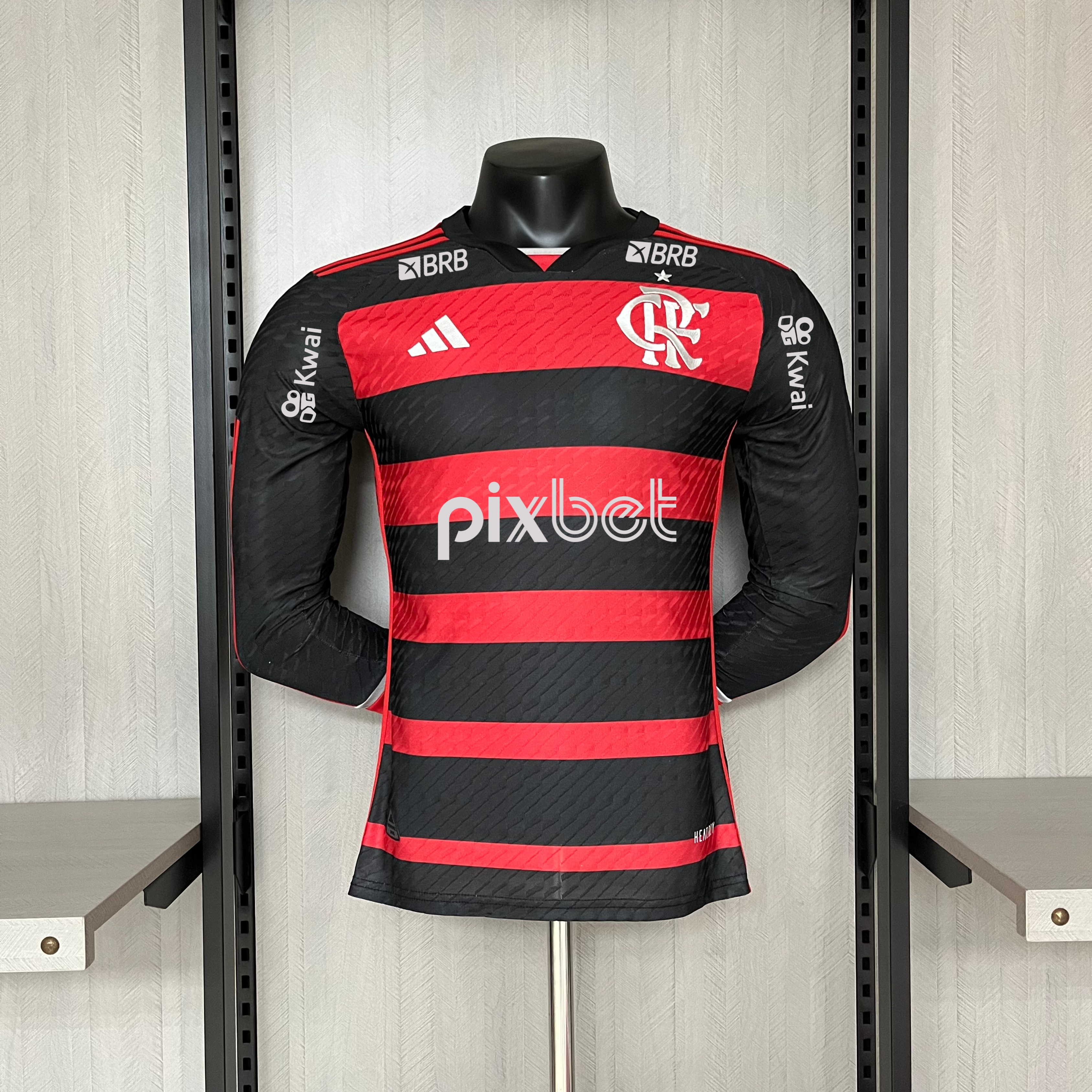 Camisa Flamengo Longa – Modelo Jogador – Patrocínio – Rubro Negra – 24/25