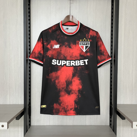 Camisa São Paulo III - Patrocínio - Preta/Vermelha - 24/25
