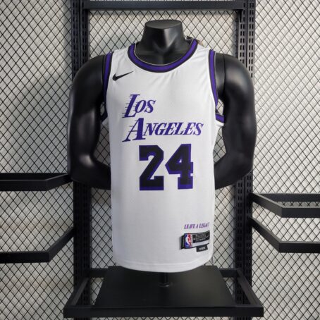 Camisa Regata NBA Los Angeles Lakers - Branca/Roxa - #24 Bryant - 23/24