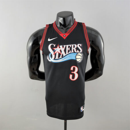 Camisa Regata NBA Philadelphia 76ers – Preta – #3 Iverson – Retro