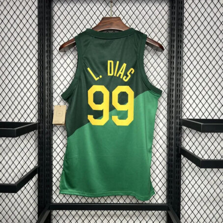Camisa Regata NBA Brasil - Verde - #99 L.Dias - 24/25 - Imagem 6