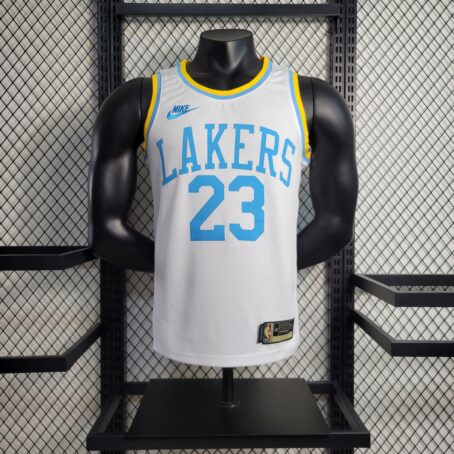 Camisa Regata NBA Los Angeles Lakers – Branca/Azul – #23 James – 23/24