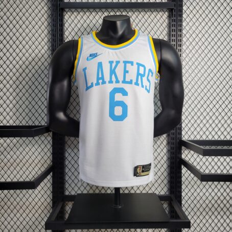 Camisa Regata NBA Los Angeles Lakers – Branca/Azul – #6 James – 23/24