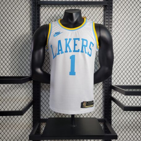 Camisa Regata NBA Los Angeles Lakers – Branca/Azul – #1 Russell – 23/24