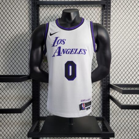 Camisa Regata NBA Los Angeles Lakers - Branca/Roxa - #0 Westbrook - 23/24