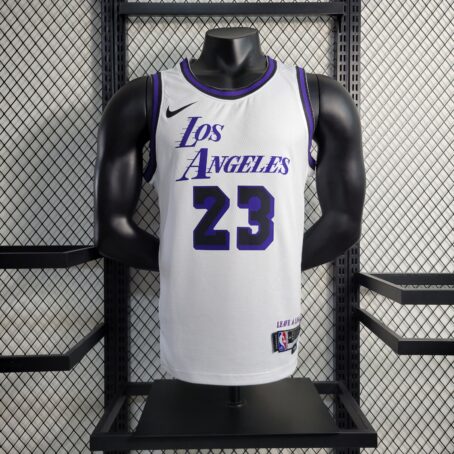 Camisa Regata NBA Los Angeles Lakers - Branca/Roxa - #23 James - 23/24