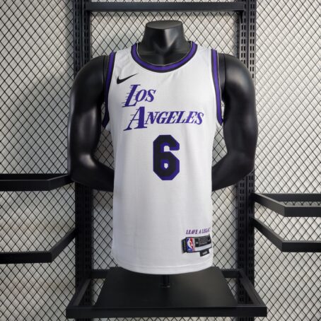 Camisa Regata NBA Los Angeles Lakers - Branca/Roxa - #6 James - 23/24