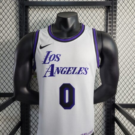 Camisa Regata NBA Los Angeles Lakers - Branca/Roxa - #0 Westbrook - 23/24 - Imagem 2
