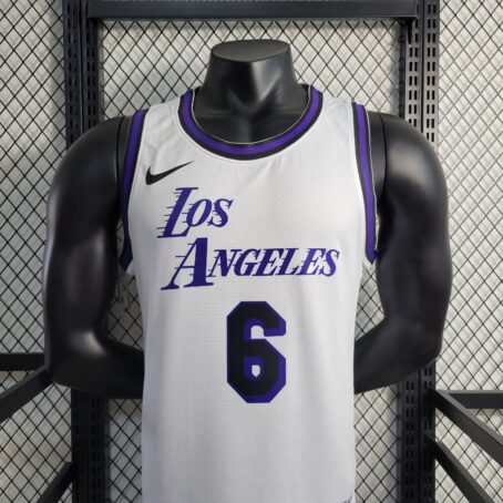 Camisa Regata NBA Los Angeles Lakers - Branca/Roxa - #6 James - 23/24 - Imagem 2
