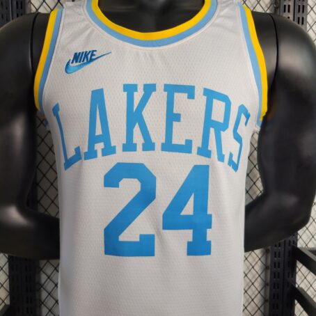 Camisa Regata NBA Los Angeles Lakers – Branca/Azul – #24 Bryant – 23/24 - Imagem 6