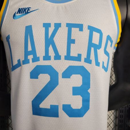 Camisa Regata NBA Los Angeles Lakers – Branca/Azul – #23 James – 23/24 - Imagem 6