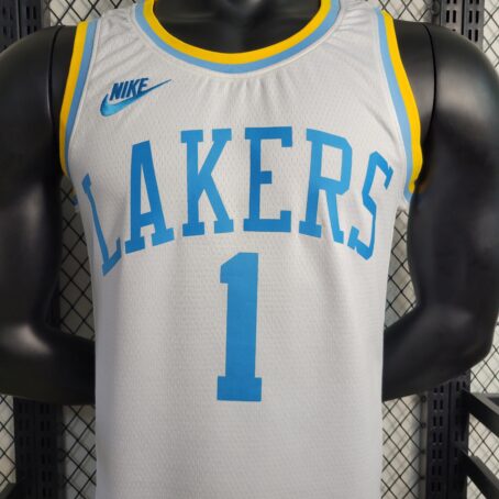 Camisa Regata NBA Los Angeles Lakers – Branca/Azul – #1 Russell – 23/24 - Imagem 6