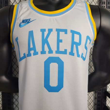 Camisa Regata NBA Los Angeles Lakers – Branca/Azul – #0 Westbrook – 23/24 - Imagem 6