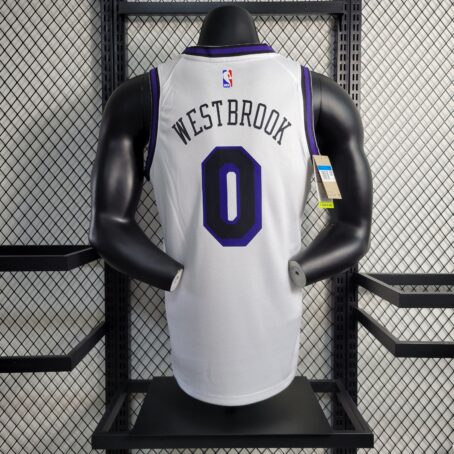 Camisa Regata NBA Los Angeles Lakers - Branca/Roxa - #0 Westbrook - 23/24 - Imagem 8