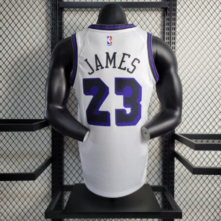 Camisa Regata NBA Los Angeles Lakers - Branca/Roxa - #23 James - 23/24 - Imagem 8