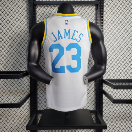 Camisa Regata NBA Los Angeles Lakers – Branca/Azul – #23 James – 23/24 - Imagem 7