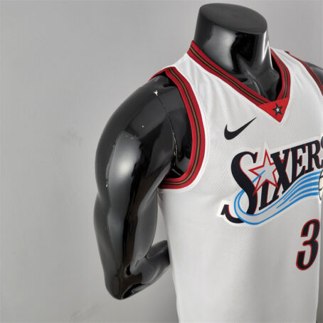 Camisa Regata NBA Philadelphia 76ers – Branca – #3 Iverson – Retro - Imagem 5