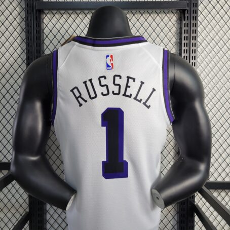 Camisa Regata NBA Los Angeles Lakers - Branca/Roxa - #1 Russell - 23/24 - Imagem 7