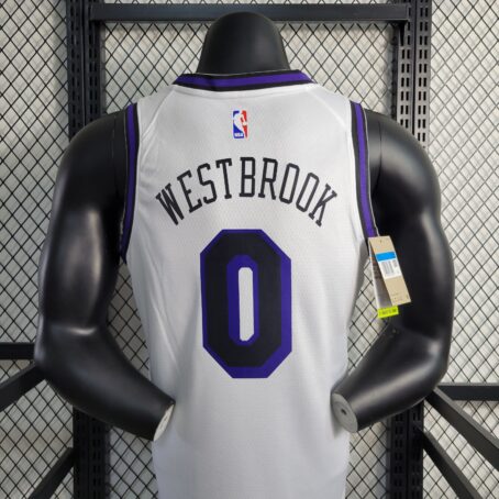 Camisa Regata NBA Los Angeles Lakers - Branca/Roxa - #0 Westbrook - 23/24 - Imagem 7
