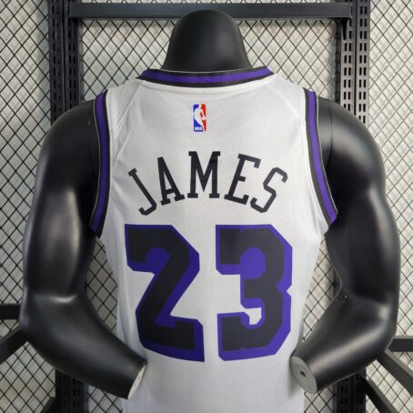 Camisa Regata NBA Los Angeles Lakers - Branca/Roxa - #23 James - 23/24 - Imagem 7