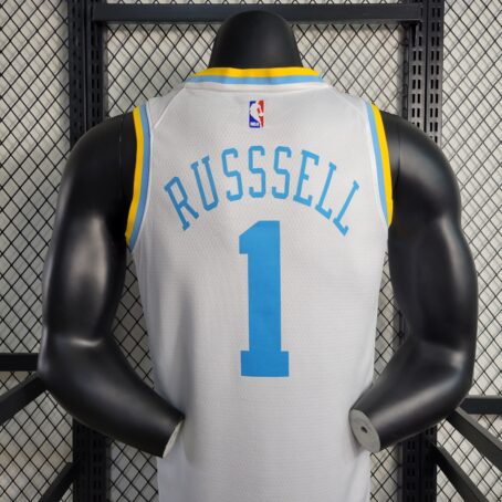 Camisa Regata NBA Los Angeles Lakers – Branca/Azul – #1 Russell – 23/24 - Imagem 7