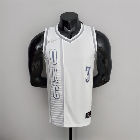 Camisa Regata NBA Oklahoma City Thunder – Branca – #3 Paul – 75 Anos