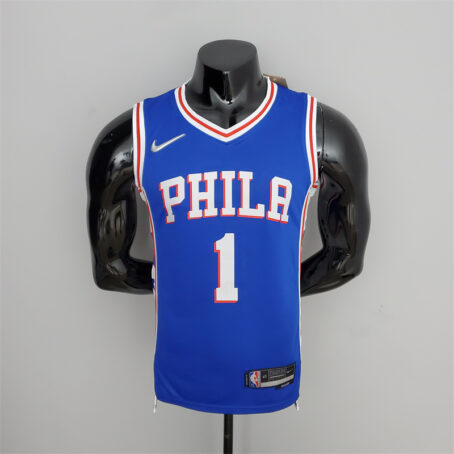 Camisa Regata NBA Philadelphia 76ers – Azul – #1 Harden – 75 Anos
