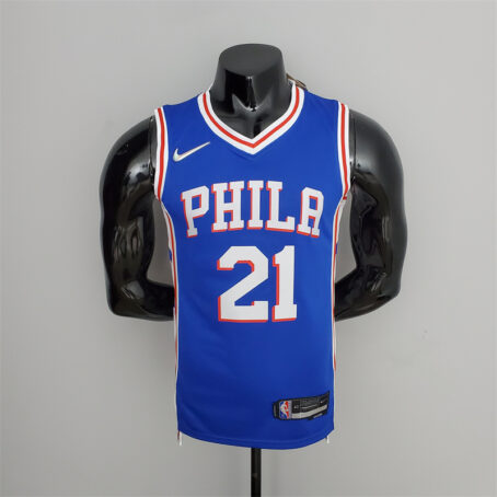 Camisa Regata NBA Philadelphia 76ers – Azul – #21 Embiid – 75 Anos