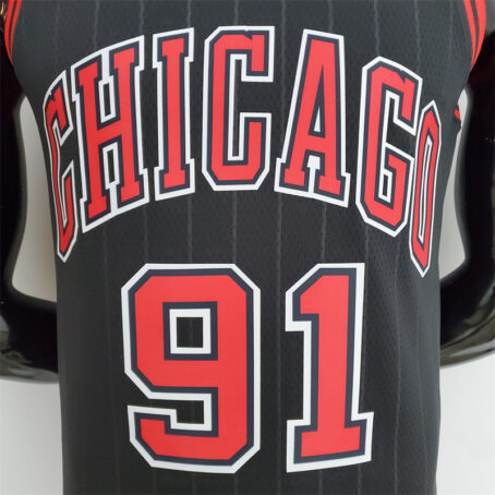 Camisa Regata NBA Chicago Bulls – Preta – #91 Rodman - 75 Anos - Imagem 2