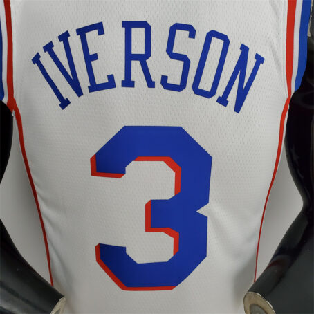 Camisa Regata NBA Philadelphia 76ers – Branca – #3 Iverson – 75 Anos - Imagem 8