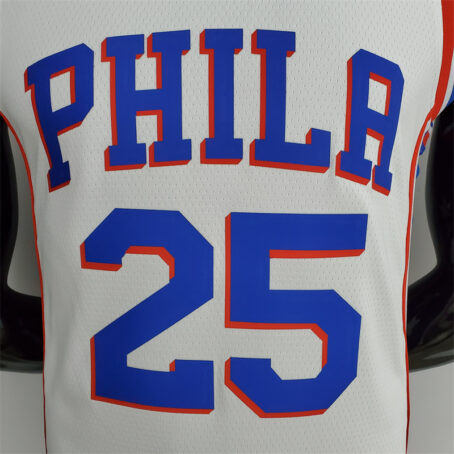 Camisa Regata NBA Philadelphia 76ers – Branca – #25 Simmons – 75 Anos - Imagem 2