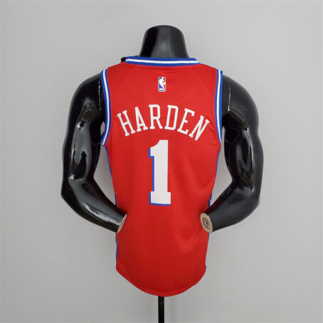 Camisa Regata NBA Philadelphia 76ers – Vermelha – #1 Harden – 2021 - Imagem 9