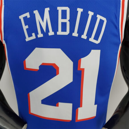 Camisa Regata NBA Philadelphia 76ers – Azul – #21 Embiid – 75 Anos - Imagem 8