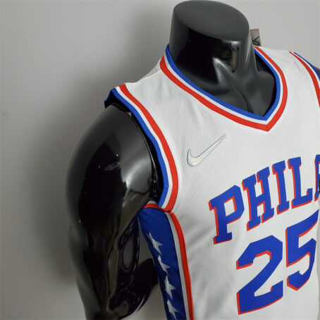 Camisa Regata NBA Philadelphia 76ers – Branca – #25 Simmons – 75 Anos - Imagem 5