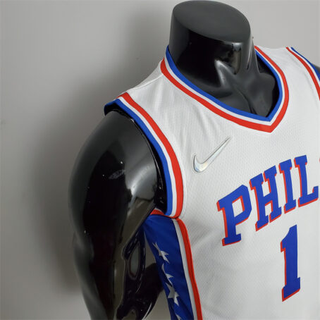 Camisa Regata NBA Philadelphia 76ers – Branca – #1 Harden – 75 Anos - Imagem 5