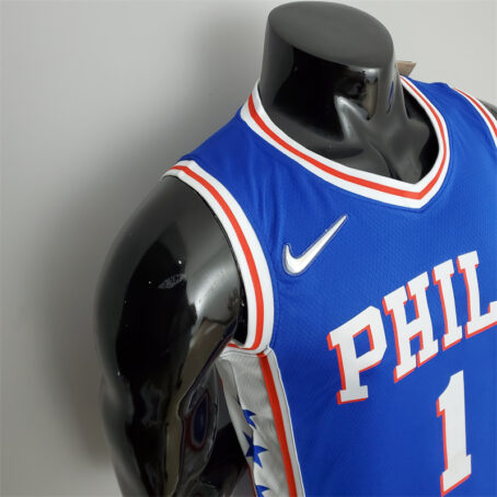 Camisa Regata NBA Philadelphia 76ers – Azul – #1 Harden – 75 Anos - Imagem 5