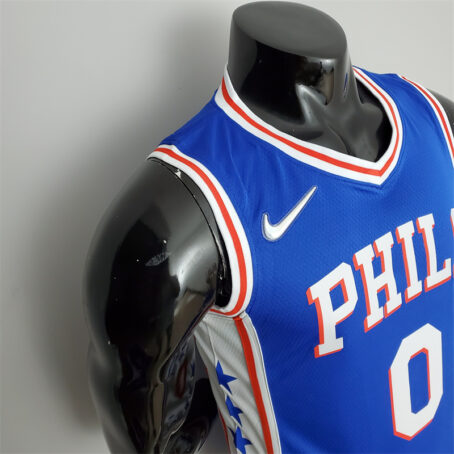 Camisa Regata NBA Philadelphia 76ers – Azul – #0 Maxey – 75 Anos - Imagem 5