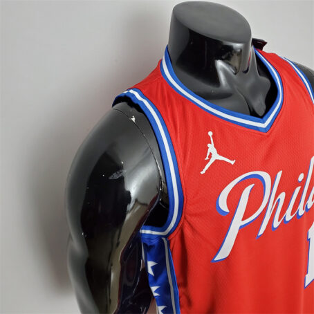Camisa Regata NBA Philadelphia 76ers – Vermelha – #1 Harden – 2021 - Imagem 5